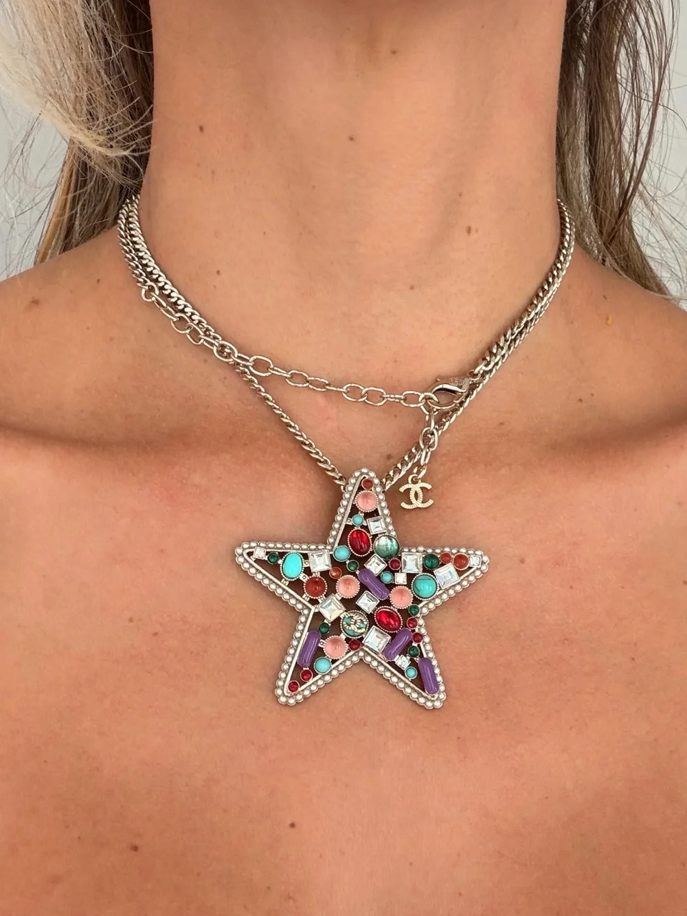 ⭐️Chanel Multicolor Star Pendant Necklace 🦄